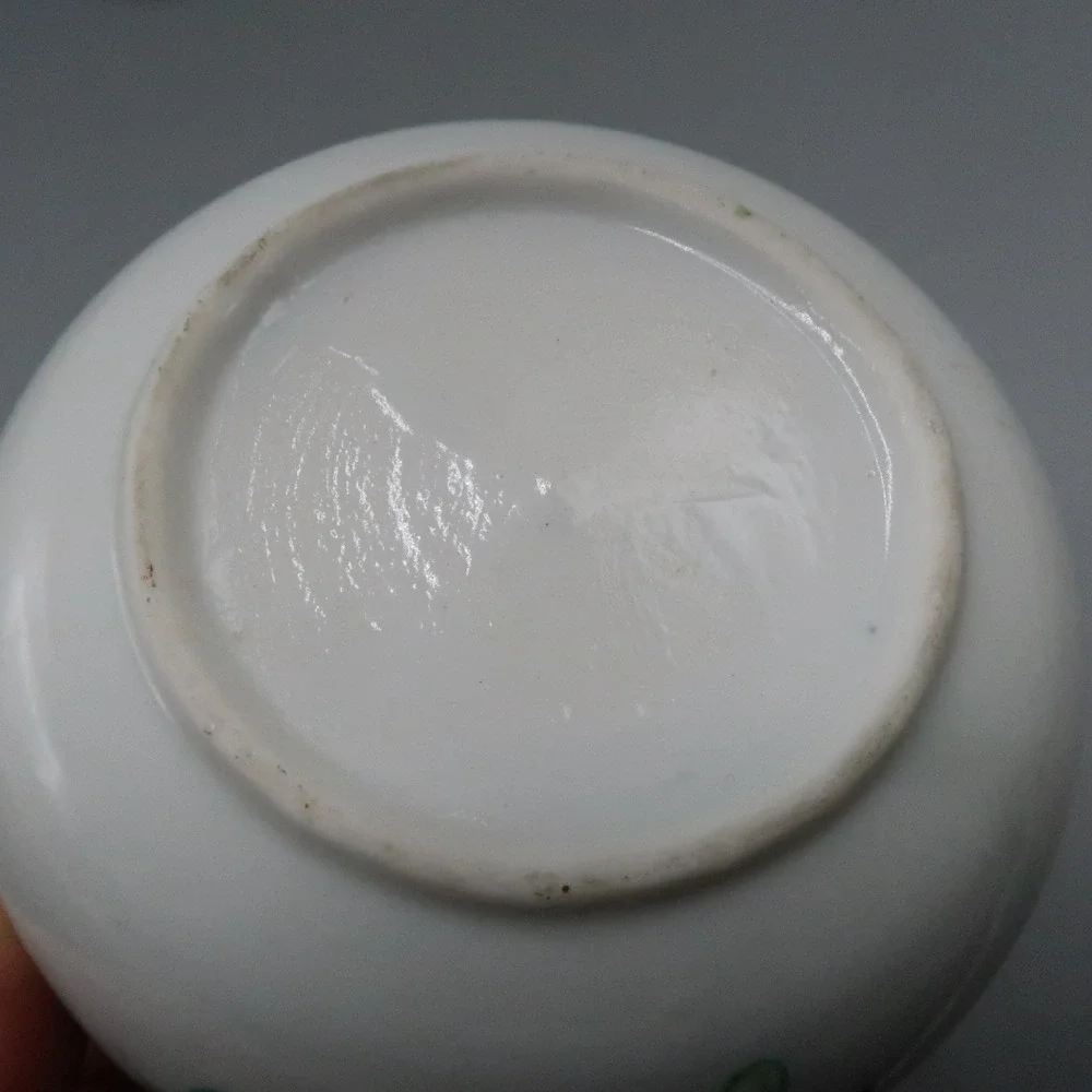 Nippon Hair Receiver Floral White Hand Painted Porcelain Green Trim Granny Core